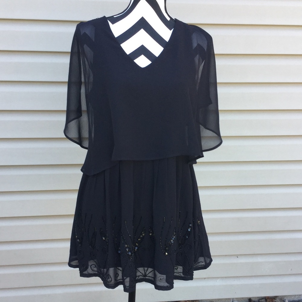 New BKE Boutique Black Flowy Embellished Dress